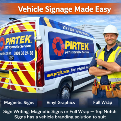 Full graphics and chevon kit on service van including vinyl graphics and reflective signage
