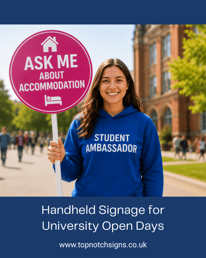 University Open Day Handheld Signs